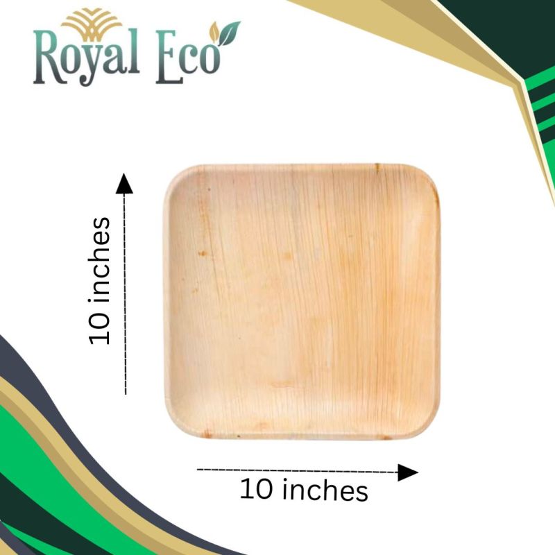 Biodegradable Areca Plate 10 Inch Square, For Serving Food, Color : Creamy