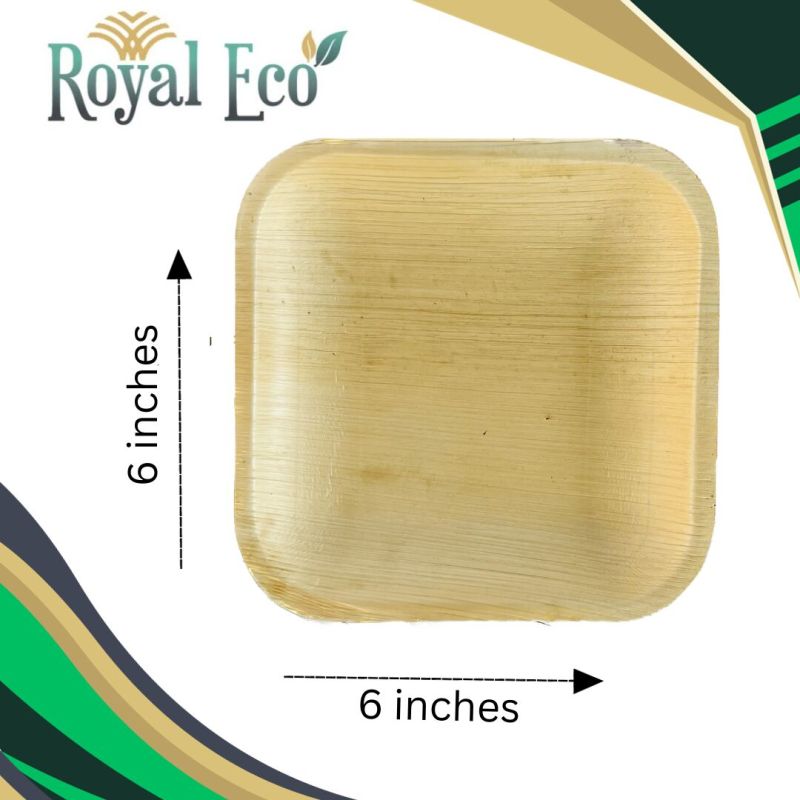 Creamy Biodegradable areca plate 6 inch square, for Serving Food