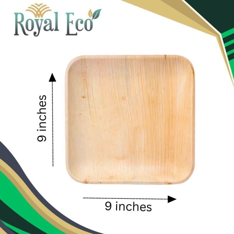 Creamy Biodegradable Areca Plate 9 Inch Square, For Serving Food