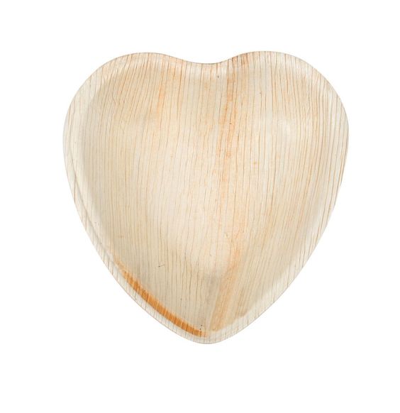Biodegradable areca plate heart shaped 6 inch