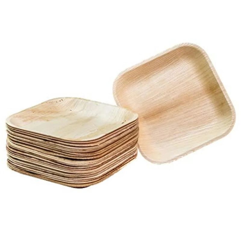 Square 9 inch areca leaf plates, for Serving Food, Feature : Biodegradable, Disposable, Eco Friendly