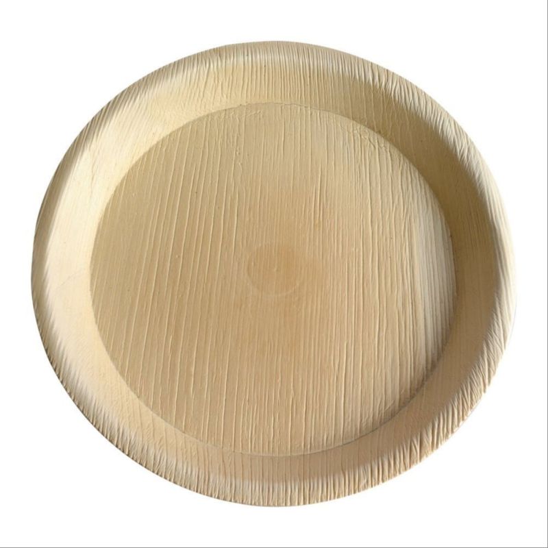 Light Brown Areca Leaf Plate Round 12 Inch, for Serving Food