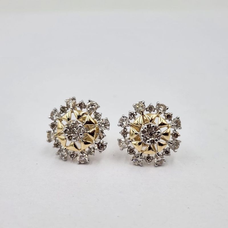 JCT6 Ladies Diamond Gold Earrings, Style : Common