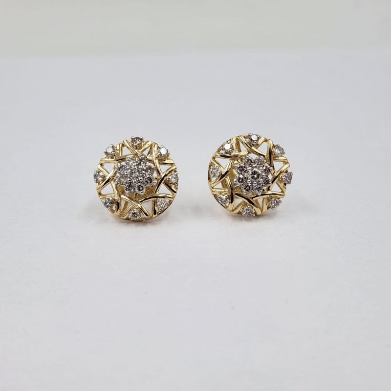 JCT7 Ladies Diamond Gold Earrings, Style : Common