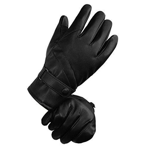 Black Plain Winter Leather Gloves, Feature : Shrink Resistance, Skin Friendly