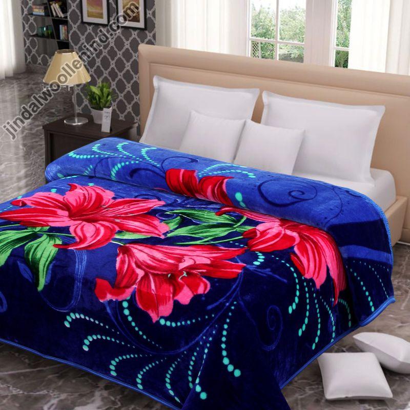 2Kg Printed polyester mink blanket, for Double Bed, Technics : Machine Made