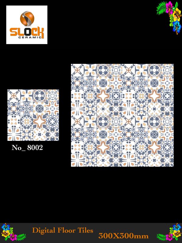 Slock Ceramic Square Moroccan Tiles 8002, For Kitchen, Interior, Bathroom, Packaging Type : Carton Box