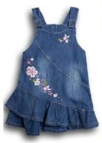 Blue Summer Floral baby girl denim Frock, Occasion : Party Wear