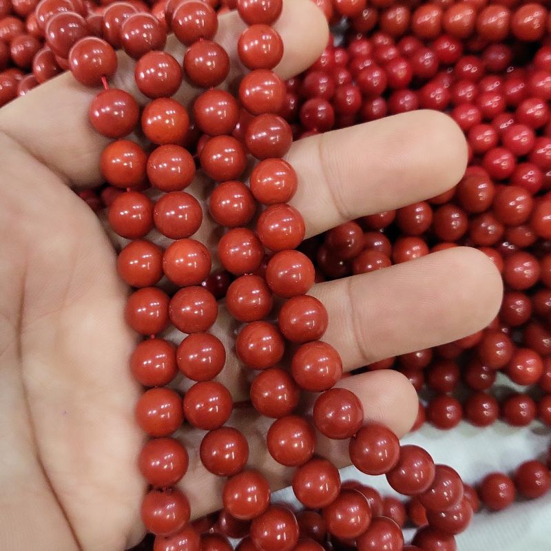 Natural Red coral round beads