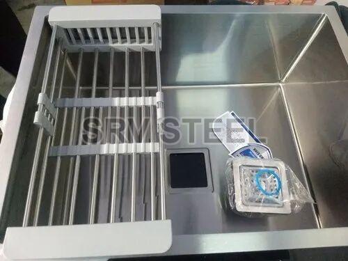 Silver Stainless Steel Handmade Modular Kitchen Sink, Shape : Rectangular