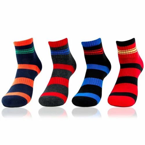 Cotton Striped Ankle Length Socks, Technics : Machine Made