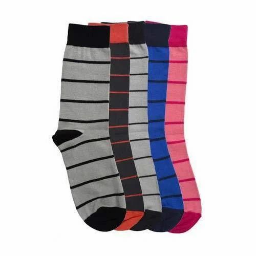 Cotton Striped Full Length Socks, Size : All Sizes