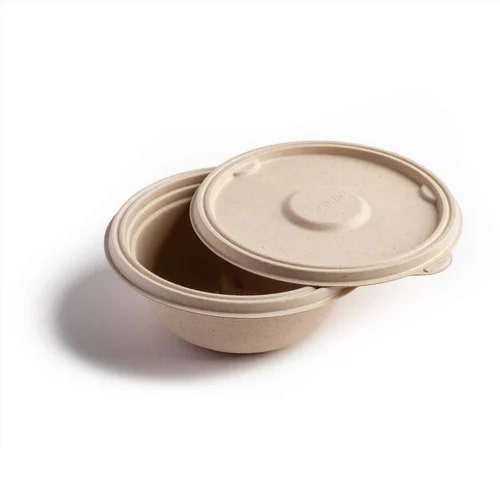 Brown 500 ml Disposable Round Bagasse Bowls