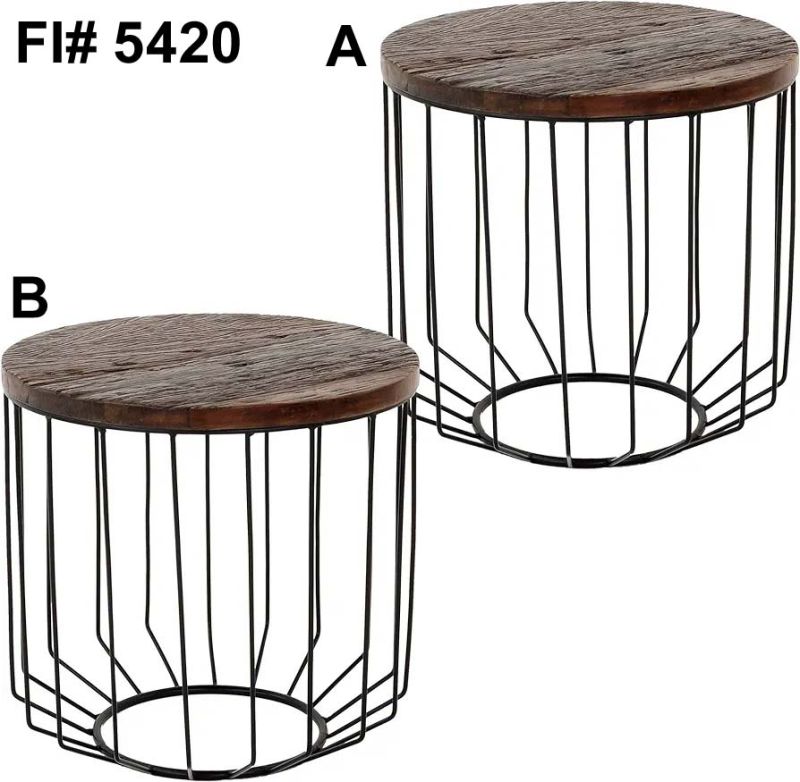Iron Frame solid Wood  Tables, Set Of 2