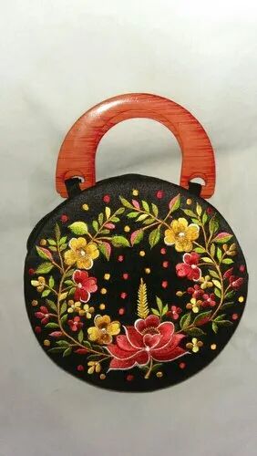 Ladies Round Embroidered Hand Bag