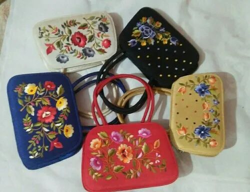 Poly Dupion Silk Multicolor Embroidered Handbag, for Formal, Feature : Durable, Fashionable, High Quality