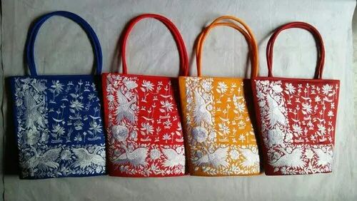 Multicolor Embroidered Shopping Bag, Handle Type : Loop Handle