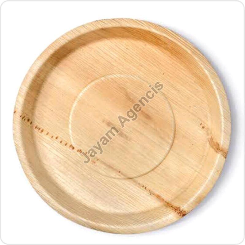 Light Brown 12 Inch Round Areca Leaf Plate, for Serving Food