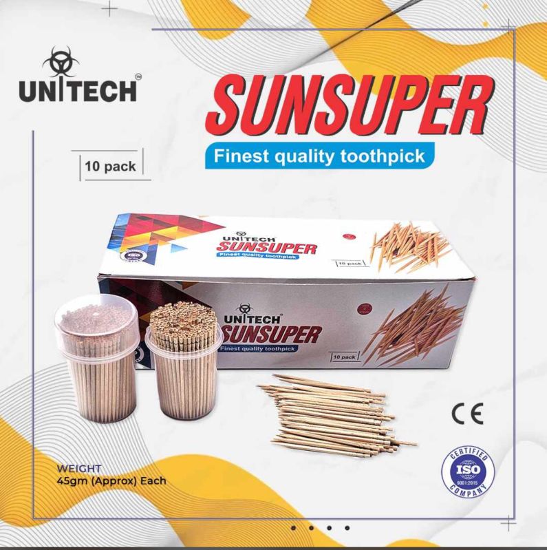 Unitech Wood Sunsuper toothpick, for All, Feature : Eco Friendly