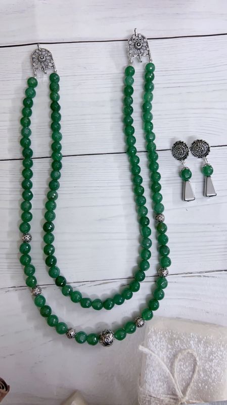 Green Agate Necklace Set, Style : Antique