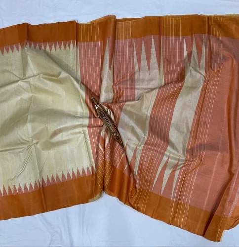 Temple Border Tussar Silk Sarees