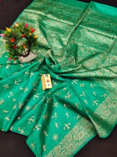 Hand Embroidered Tussar Silk Sarees