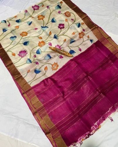 Pichwai Tussar Silk Sarees Hand Painted