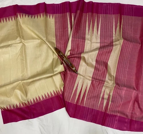 Temple Border Tussar Silk Sarees