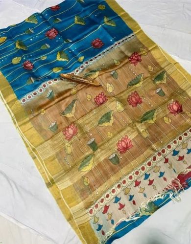 Pichwai Tussar Silk Sarees Hand Painted