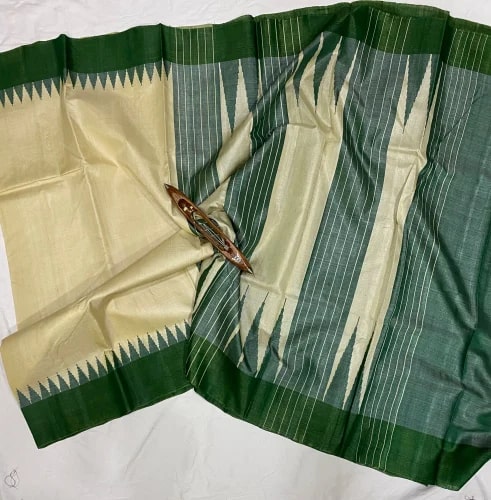 Temple Border Tussar Silk Sarees