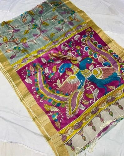 Pichwai Tussar Silk Sarees Hand Painted