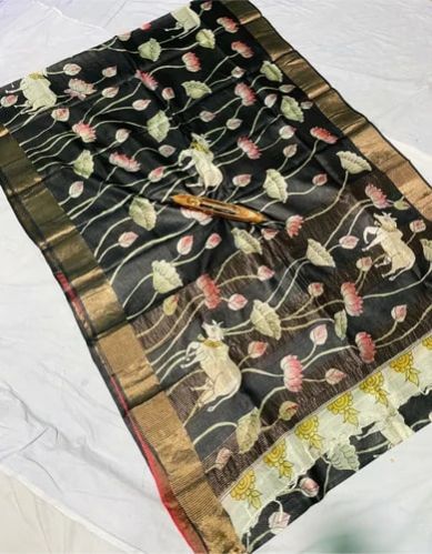 Pichwai Tussar Silk Sarees Hand Painted