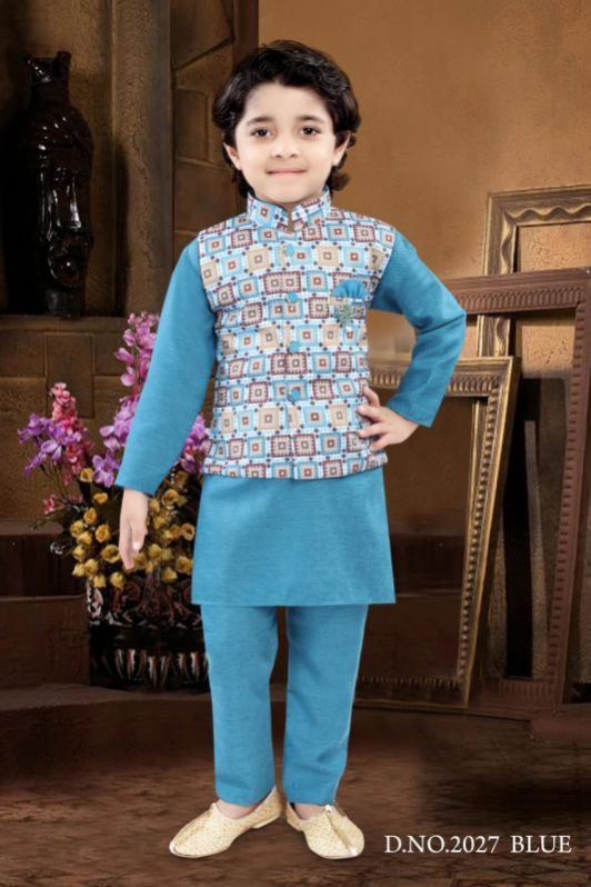 0-14 Years Boys Blue Kurta Pajama Set
