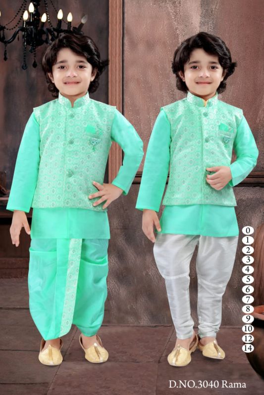 0-14 Years Boys Rama Color Dhoti Kurta Combo Set