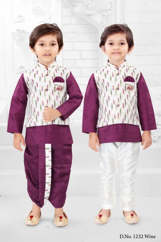 0-2 Years Boys Color Dhoti Kurta Combo Set