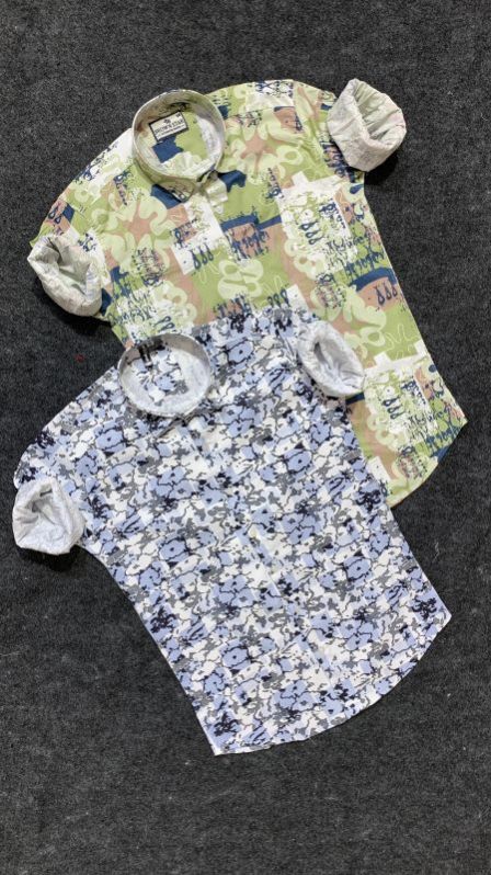 Men Printed Poly Cotton Shirt