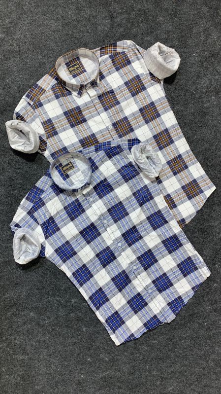 Mens Causal Checked Poly Cotton Shirt