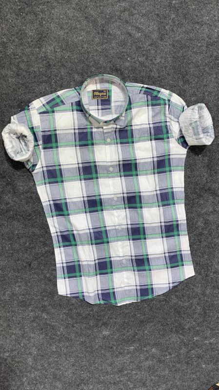 Mens Causal Checked Poly Cotton Shirt