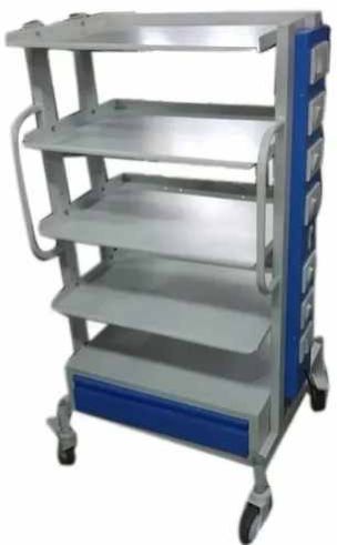 Stainless Steel 4 Shelves Laparoscopic Monitor Trolley