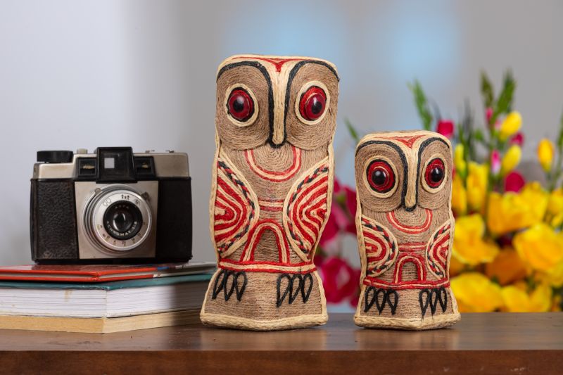 Handcrafted Jute Diwali Decor Owl Set