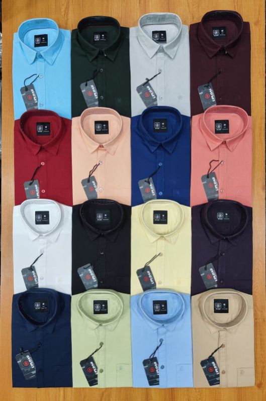 Mens Cotton Plain Slim Fit Shirt