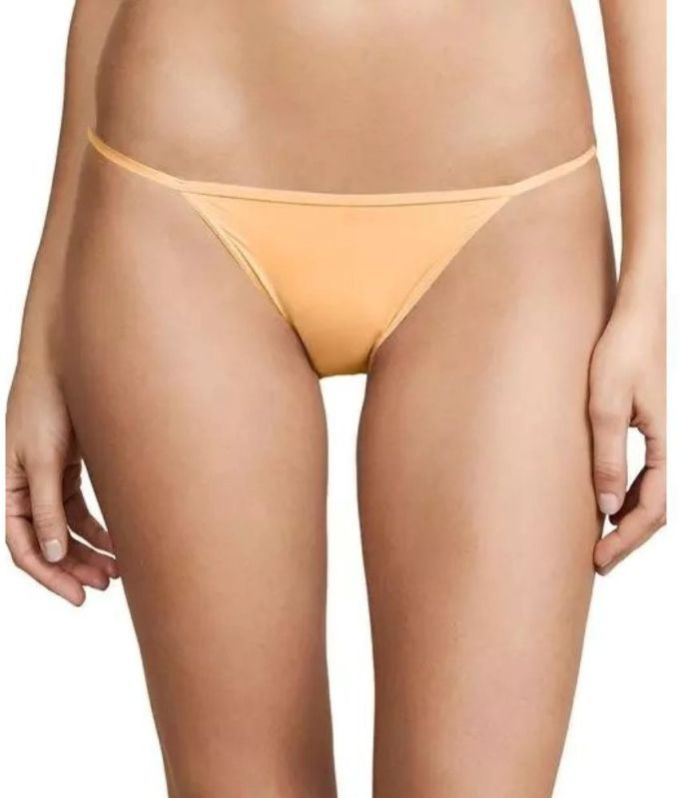 Solid Half Coverage Thong Beige