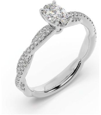 Criss Cross Lab Grown Diamond Oval Cut Solitaire Ring