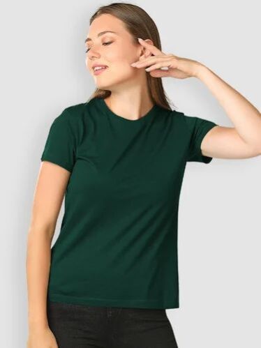 Ladies Green Round Neck T Shirt