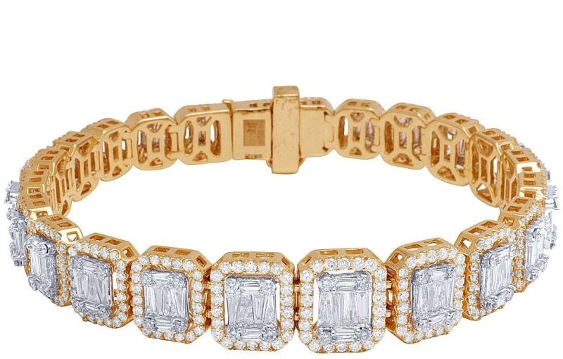 10k Rose Gold Round and Baguette Diamonds 12.5ct Bracelet