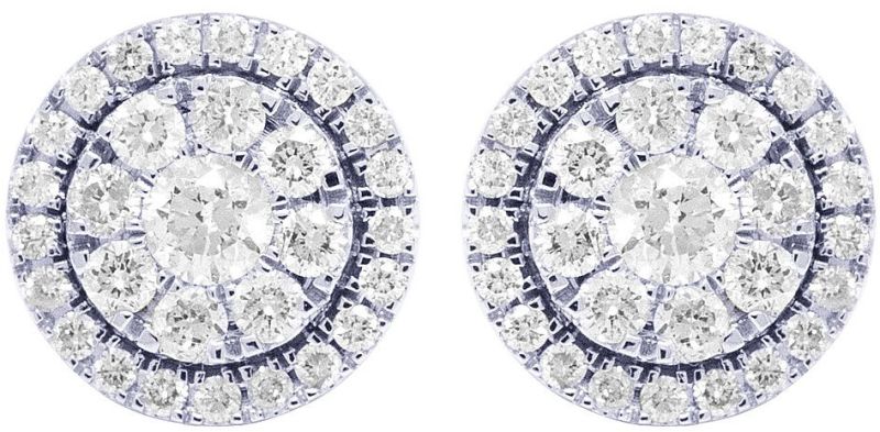 10k White Gold Elegant Round Diamond Earrings