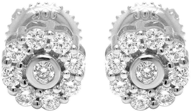 10k White Gold Elegant Round VS2-SI1 Diamond Earrings
