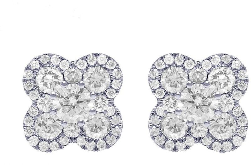 10k White Gold Round Diamond Earring