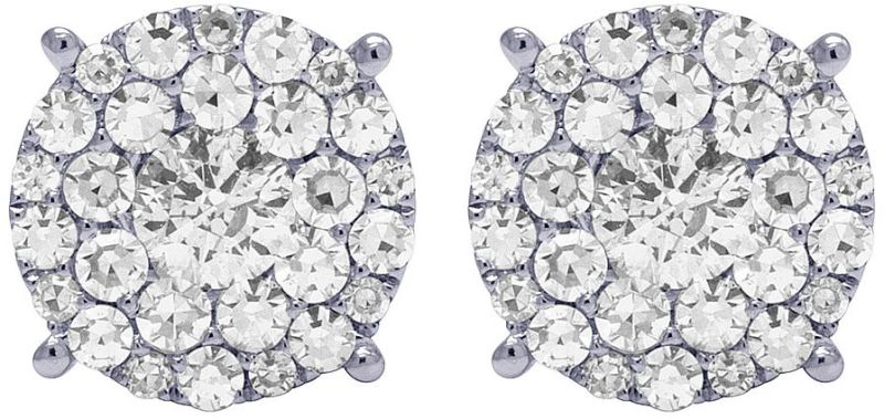 10k White Gold Round Diamond Earrings