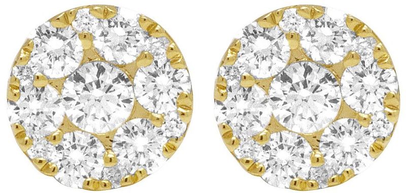 10k Yellow Gold Stunning Pave Round Diamond Earrings